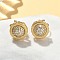 Brass Micro Pave Clear Cubic Zirconia Clip-on Earrings, Lead Free & Cadmium Free, Long-Lasting Plated, Real 18K Gold Plated, Flat Round, 11.5mm.