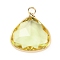 Brass Pendants, with Glass, Peach, Champagne Yellow, 18.5x16x5.5mm, Hole: 2mm