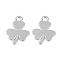 Rack Plating Alloy Pendants, Lead Free & Cadmium Free,  Leaf Charms, Silver, 11x8.5x1mm, Hole: 1.2mm
