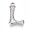 304 Stainless Steel Pendants, Letter Charms, Letter L, 22x13.5x3mm, Hole: 1.6mm