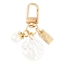 Cute Shell Shape & Round ABS Plastic Pendant Decoration, Alloy Swivel Clasps Charms, Clip-on Charms, for Keychain, Purse, Backpack Ornament, Golden, 59mm, Pendant: 15~25x8~21.5x2~5.5mm