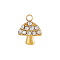 304 Stainless Steel Cubic Zirconia Charms, Mushroom, Ion Plating(IP), Real 14K Gold Plated, Clear, 7x7mm