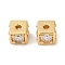 Brass Cubic Zirconia Beads, Square, Real 18K Gold Plated, Clear, 4.5x5.5x5.5mm, Hole: 1.2mm