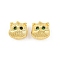 Brass Pave Cubic Zirconia Beads, Owl, Golden, 7.5x8x5.5mm, Hole: 1.8mm