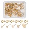 50Pcs 5 Size 304 Stainless Steel Stud Earring Findings, Flat Round Earring Settings, with 50Pcs Ear Nuts, Golden, 3~8x0.3mm, Pin: 0.7mm, 10Pcs/style