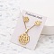 201 Stainless Steel Pendant Necklaces & Stud Earrings Sets, Golden, Flower, 10mm & 400mm