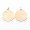 Wood Pendant Cabochon Setting, with 304 Stainless Steel Pinch Bails, Flat Round, Lemon Chiffon, 40x35x6mm, Hole: 4x7.5mm, Inner Diameter: 30mm