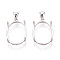 925 Sterling Silver Pendant Claw Cabochon Settings, Oval, Platinum, Tray: 20x15mm, 22x15x6mm, Hole: 5.5x3.5mm