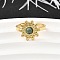 304 Stainless Steel Cuff Rings for Women, with Resin, Real 18K Gold Plated, Flower, 13.5x14mm