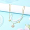 Alloy Resin Sun & Brass Butterfly Pendant Necklaces, Natural Rose Quartz Chip Beaded & 304 Stainless Steel Chain Double Layer Necklaces, Golden, 15.04~17.13 inch(38.2~43.5cm), 2pcs/set