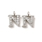 Initial Letter Brass Micro Pave Cubic Zirconia Pendants, Letter N, 9~10x4~10x1.5~2mm, Hole: 1.5mm