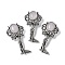 Angel Brass Natural Rose Quartz Pendants, with Jump Ring, Antique Silver, 38x19.5x7.5~9.5mm, Hole: 2x6.5mm