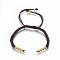 Nylon Cord Braided Bead Bracelets Making, with Brass Beads, Long-Lasting Plated, Real 24K Gold Plated, Coconut Brown, 10-1/4 inch(26cm)~11-5/8 inch(29.6cm)