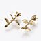 Brass Peg Bails Pendants, For Half Drilled Beads, Nickel Free, Long-Lasting Plated, Flower, Real 18K Gold Plated, 20.5x14x7mm, Hole: 1mm, Pin: 0.8mm