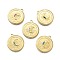 304 Stainless Steel Pendant, Ion Plating(IP), with Rhinestone, Moon, Real 14K Gold Plated, Mixed Color, 20x18x2.5mm, Hole: 1.4mm
