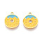 304 Stainless Steel Enamel Charms, Donut Charm, Ion Plating(IP), Real 14K Gold Plated, Gold, 12x10x0.9mm, Hole: 1mm