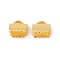304 Stainless Steel Ribbon Crimp Ends, Rectangle, Real 18K Gold Plated, 6x6.5mm, Hole: 3x1mm