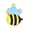 Bees Theme Alloy Enamel Pandants, Golden, Bees, 23.5x17x1mm, Hole: 1.8mm