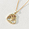 18K Gold Plated Tree of Life Pendant Necklace, with 316L Surgical Stainless Steel Chain and Brass Cubic Zirconia Pendant, Mixed Color