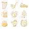 Nickel Decoration Stickers, Metal Resin Filler, Epoxy Resin & UV Resin Craft Filling Material, Golden, Saint Patrick's Day, Mixed Shapes, 40x40mm, 9 style, 1pc/style, 9pcs/set