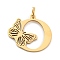 Ion Plating(IP) 201 Stainless Steel Pendants, Letter with Butterfly Charms, Golden, Letter O, 25x28x1.5mm, Ring: 7x1mm, Hole: 5mm