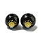 Printed Wood European Beads, Large Hole Beads, Round, Black, 16~16.5x14.5~15mm, Hole: 4mm