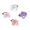 4Pcs 4 Colors Resin Pendants, Flower, with Acrylic and Brass Ball Head Pins, Platinum, 8~10x13.5x13.5mm, Hole: 2mm
