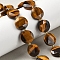 Natural Tiger Eye Beads Strands, Faceted Hexagonal Cut, Flat Round, with Seed Beads, 15x5.5mm, Hole: 1mm, about 22pcs/strand, 15.31''(38.9cm)
