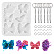 DIY Keychain Making Kits, Butterfly, White, 121x104x6mm, Hole: 2mm