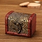 Retro Engraved Wood Jewelry Storage Treasure Boxs with Clasps, for Necklaces Rings Earrings, Rectangle, FireBrick, 8x6.5x6cm