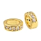 Brass Micro Pave Clear Cubic Zirconia Beads, Long-Lasting Plated, Lead Free & Cadmium Free, Oval, Real 18K Gold Plated, 6x5x2mm, Hole: 3.5x2.5mm