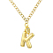 304 Stainless Steel Clear Cubic Zirconia Heart & Letter Pendant Curb Chain Necklaces for Women, Golden, Letter K, 16.54 inch(42cm)