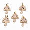 Brass Micro Pave Colorful Cubic Zirconia Pendants, with Enamel and Jump Rings, Mushroom, Real 18K Gold Plated, 17x11.5x2.5mm, Jump Ring: 5x1mm, 3mm Inner Diameter