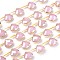 Opaque Glass Beads Strands, Top Drilled Beads, with Golden Tone Brass Findings, Pearl Luster Plated, Faceted, Teardrop, Lavender Blush, 12x13x6mm, Hole: 1mm, about 10pcs/strand, 7.16 inch (18.2cm)