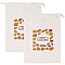 2Pcs Linen Bread Print Pouches, Drawstring Bags, Rectangle, Linen, 38x31cm