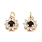 Brass Micro Pave Cubic Zirconia Pendants, with Jump Rings, Sun Charms, Real 18K Gold Plated, 9x8x3.5mm, Hole: 2mm