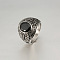 304 Stainless Steel with Cubic Zirconia Finger Rings for Men, Oval, Antique Silver, Black, US Size 11(20.6mm)