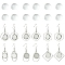 DIY Dangle Earring Kits, including 201 Stainless Steel Earring Hooks, with Blank Pendant Trays, Flat Round Setting for Cabochon & Glass Cabochons, Stainless Steel Color, 34~45mm, 22 Gauge, Pin: 0.6mm, 6 styles, 2pcs/style, 12pcs