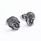 Retro 304 Stainless Steel Stud Earrings, with Ear Nuts, Buddha Head, Antique Silver, 11x9.5mm, Pin: 0.7mm