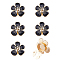 6Pcs Alloy Enamel Cufflinks, Camellia, with Imitation Pearl, Black, 30x29.5x11.5mm