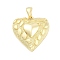 Brass Pendants, Heart Charms, Rack Plating, Lead Free & Cadmium Free, Long-Lasting Plated, Real 18K Gold Plated, 21x20.5x6.5mm, Hole: 5x3mm