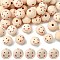 Natural Wood European Beads, Large Hole Beads, Round with Smile Face, PapayaWhip, 24~25x23.5mm, Hole: 5.5mm