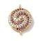Rack Plating Brass Micro Pave Orchid & Clear Cubic Zirconia Vortex Connector Charms, Long-Lasting Plated, Cadmium Free & Lead Free, Real 18K Gold Plated, 17x12.5x2.5mm, Hole: 1mm