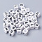 Acrylic Beads, Cube with Number, White, 6x6x6mm, Hole: 3mm, about 2600pcs/500g