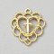 Alloy Pendants, Flower with Heart, Golden, 21.5x20x3.5mm, Hole: 1.5mm