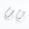 Brass Hoop Earrings, Platinum, 19x11x7mm, Hole: 1.2mm, Pin: 1mm