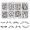 140Pcs 8 Styles Tibetan Style Alloy Beads, Wing, Lead Free & Cadmium Free, Antique Silver, 4~21x6.5~24x2.5~3mm, Hole: 1~1.6mm