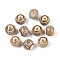 Handmade Porcelain Beads, Rondelle, Fancy Antique Glazed Porcelain, Goldenrod, 8.2~9x7~7.5mm, Hole: 2.5~3mm