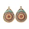 Alloy Enamel Pendants, with Rhinestone, Teadrop Charms, Colorful, 33.5x23x3.5mm, Hole: 1.6mm