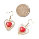 Серьги-подвески из стеклянных бусин в форме сердца EJEW-MZ00651-4